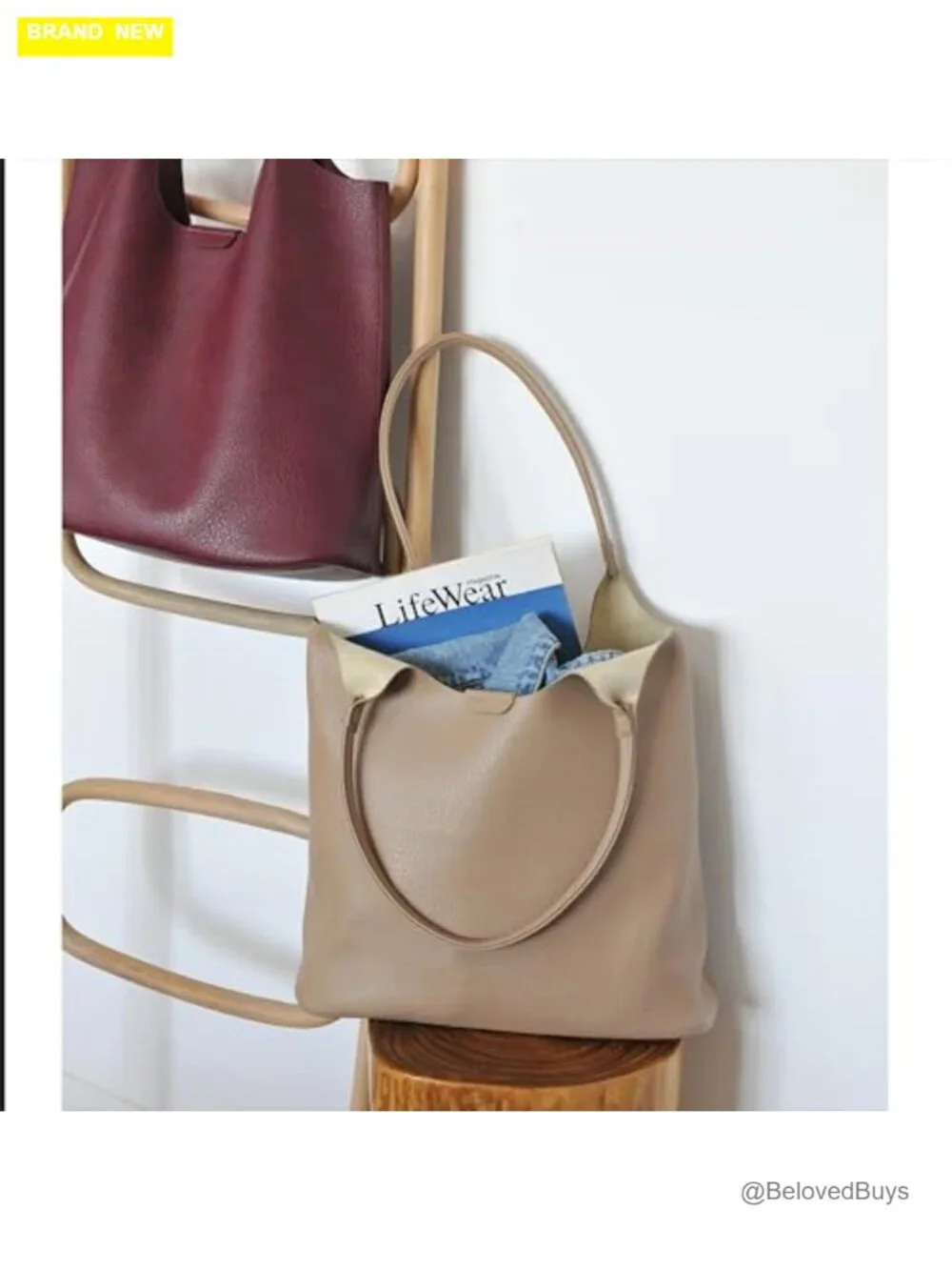Soft Vegan Leather Tote Bag Hobo Handbag Purse Travel Everyday